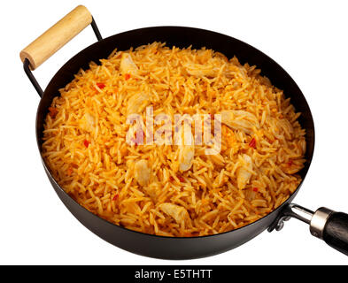 STIR FRY KUNG PO REIS IM WOK Stockfoto