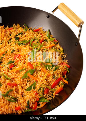 STIR FRY ORIENTAL REIS IM WOK Stockfoto