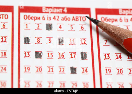 Bleistift und Blank für Lotterien Stockfoto