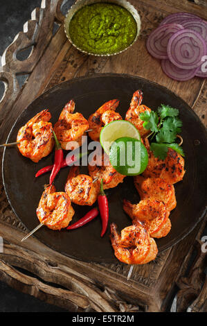 Tandoori Garnelen. Indisch-Meeresfrüchte Stockfoto