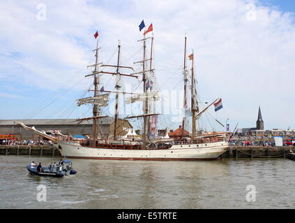 Holländische Stahl-geschältes Bark und Großsegler Europa bei den Juli 2014 Tall Ship Races in Harlingen, Niederlande Stockfoto