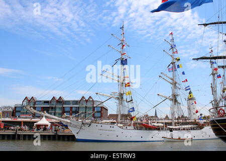 Norwegisches Vollschiff Christian Radich tall ship bei Juli 2014 Tall Ship Races in Harlingen, Niederlande Stockfoto