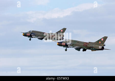 Polnische Sukhoi Su-22 Bomber Flugzeuge abheben Stockfoto