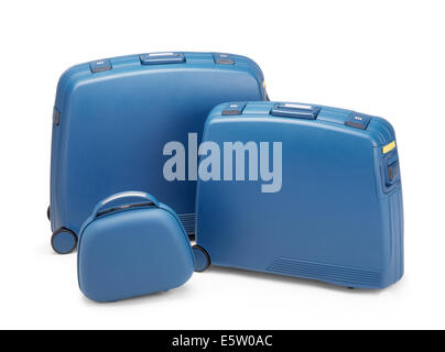 Reisekoffer set auf weißem Hintergrund. Clipping-Pfad Stockfoto