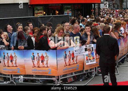 London, UK. 5. August 2014. Die Weltpremiere des Inbetweeners 2 auf 08.05.2014 im VUE am Leicester Square, London. Bildnachweis: Swift-kreativ/Alamy Live News Stockfoto