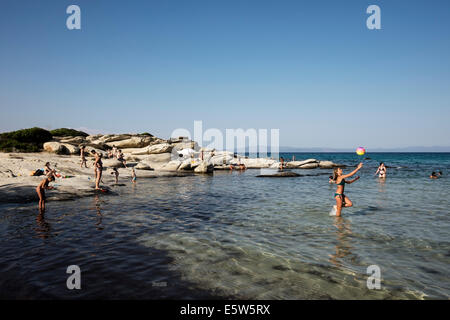 Sommer im Karidi Beach, Chalkidiki, Griechenland. Stockfoto