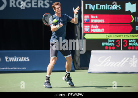 Toronto, Kanada. 6. August 2014. Andy Murray aus Großbritannien gibt während 2014 Rogers Cup in Toronto Ontario, Kanada gespielt wird den Ball in seinem Match gegen Nick Kyrgios von Australien zurück. Murray gewann das Spiel in zwei Sätzen. Bildnachweis: Mark Spowart/Alamy Live-Nachrichten Stockfoto