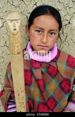 Reiseführer für Touristen, Karajia (Ausgrabungsstätte) in Cruzpata - CHACHAPOYAS. Abteilung von Amazonas. Peru Stockfoto