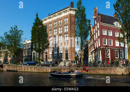 Häuser an den Grachten, Amsterdam, Holland, Niederlande Stockfoto