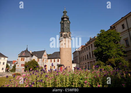 Turm des Palastes Stadtschloss oder Schloss Weimar in Weimar, Thüringen, Deutschland, Europa Stockfoto