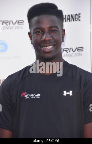 London, UK. 7. August 2014. Jermain Jackman nimmt an einem Fototermin als die Jungfrau streben Sicherheitssätze aus in der 02 Arena am 7. August 2014 in London, England. Bildnachweis: Siehe Li/Alamy Live News Stockfoto