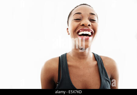 Studio-Porträt der jungen Frau, lachen Stockfoto