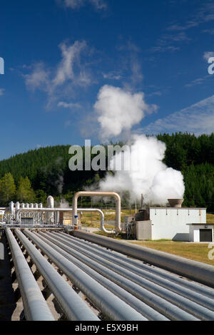 Das Kraftwerk von Wairakei schafft Geothermie, nördlich von Taupo, Region Waikato, Nordinsel, Neuseeland. Stockfoto