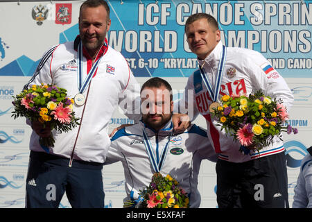 Moskau, Russland. 6. August 2014. Ersten Tag des ICF Canoe Sprint World Championships am Rudern Kanal in Krylatskoye, Moskau Credit: Nikolay Vinokurov/Alamy Live News Stockfoto