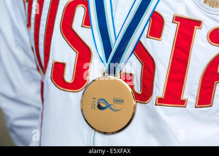 Moskau, Russland. 6. August 2014. Ersten Tag des ICF Canoe Sprint World Championships am Rudern Kanal in Krylatskoye, Moskau Credit: Nikolay Vinokurov/Alamy Live News Stockfoto