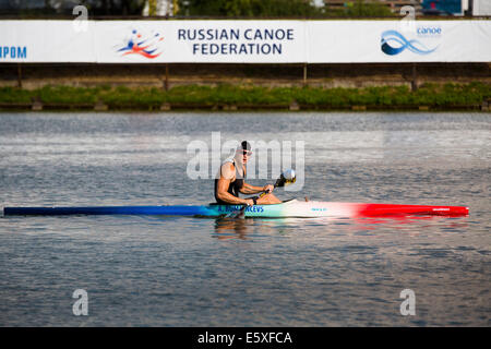 Moskau, Russland. 6. August 2014. Ersten Tag des ICF Canoe Sprint World Championships am Rudern Kanal in Krylatskoye, Moskau Credit: Nikolay Vinokurov/Alamy Live News Stockfoto