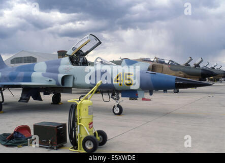 Decimomannu NATO Air Base (Sardinien, Italien), F 5 Aggressor USA Kämpfer sowjetische Flugzeuge in der Luft bekämpfen Übungen simulieren Stockfoto