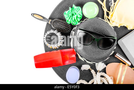 Strandleben Elemente noch isoliert auf weiss Stockfoto