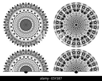 Sammlung von Zierelemente - Runde Muster und fans Stockfoto