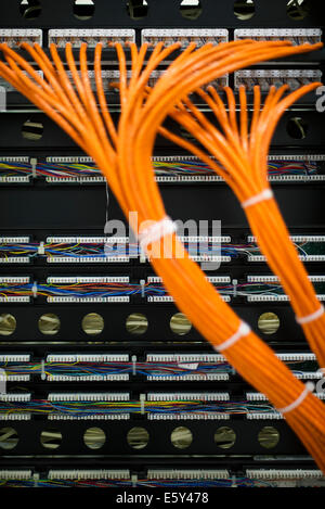 Netzwerk-Kabel angeschlossenen Computer mainframe Stockfoto