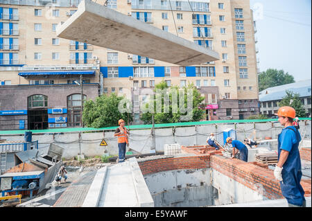 Arbeitnehmer auf residental Hausbau Stockfoto