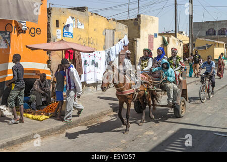 Horse & Cart, Langue de Barbarie, St. Louis, Senegal Stockfoto