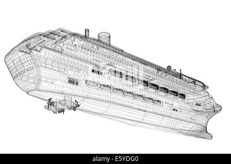 Cruise Liner, Schiff, Karosseriestruktur, Drahtmodell Stockfoto