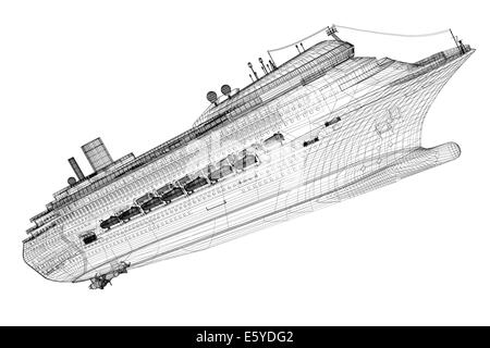 Cruise Liner, Schiff, Karosseriestruktur, Drahtmodell Stockfoto