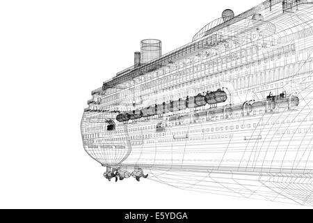 Cruise Liner, Schiff, Karosseriestruktur, Drahtmodell Stockfoto