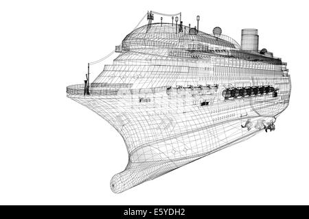 Cruise Liner, Schiff, Karosseriestruktur, Drahtmodell Stockfoto