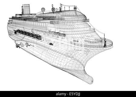 Cruise Liner, Schiff, Karosseriestruktur, Drahtmodell Stockfoto