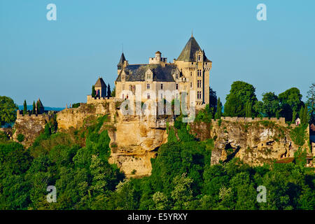 Frankreich, Aquitaine, Dordogne, Dordogne-Tal, Perigord Black, Vitrac, Chateau de Montfort Stockfoto