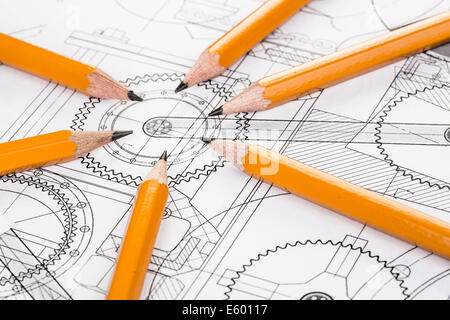 Zeichnung Bleistift und Detail-Nahaufnahme Stockfoto