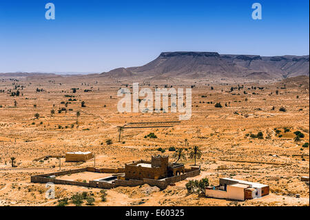 Afrika, Nordafrika, Maghreb, Süd Tunesien, Chenini. Governorat von Tataouine. Ein Haus neue Dorf von Chenini. Stockfoto