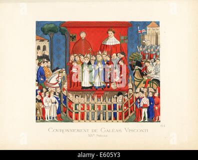 Krönung von Gian Galeazzo Visconti, Herzog von Mailand, 1351-1402. Stockfoto