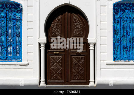 Afrika, Nordafrika, Maghreb, Süden Tunesien, Insel Djerba. Governorat von Medenine. Erriadh. Hara Sghira. Die jüdische Synagoge Ghriba. Stockfoto