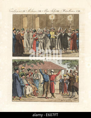 Szenen aus der Krim: Tanz der Derwische und eine jüdische Batteleur. Stockfoto