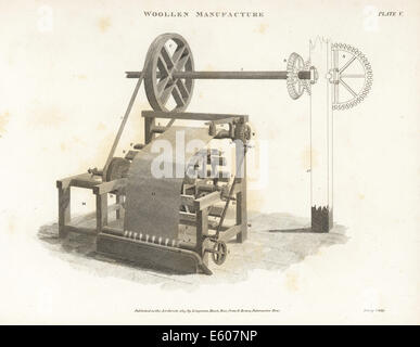 Wolle Fertigungsmaschine aus dem 18. Jahrhundert. Stockfoto