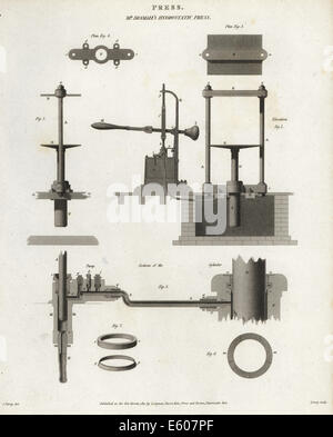 Joseph Bramahs hydrostatischen (hydraulisch) Presse, 18. Jahrhundert. Stockfoto