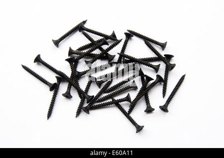 Schwarz Metallic Nägel auf dem weißen Hintergrund isoliert Stockfoto