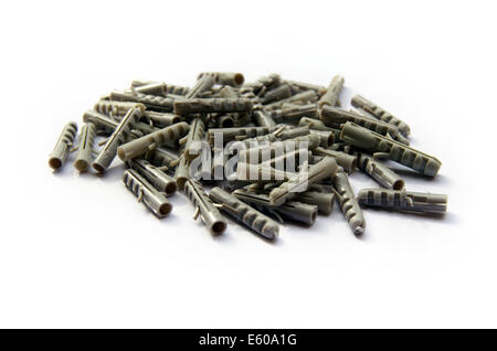 Kunststoff Dübel, Isolated On White Background Stockfoto
