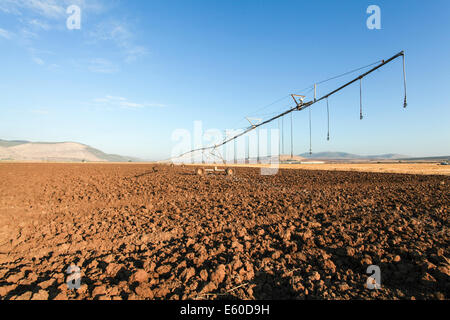 Mobile-Bewässerung-Roboter in einem Feld. Fotografiert in der Jesreel-Tal, Israel Stockfoto