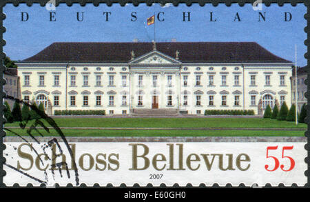 Deutschland - ca. 2007: Briefmarke gedruckt in Deutschland, zeigt den Präsidentenpalast in Berlin, Schloss Bellevue, ca. 2007 Stockfoto