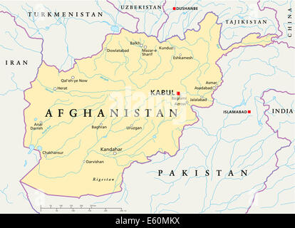 Politische Karte von Afghanistan Stockfoto