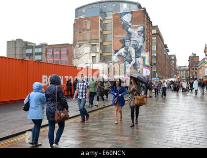 Commonwealth Games 2014 Wandbild an der Giebelseite des Gebäudes auf Wilson Street, Glasgow, Schottland Stockfoto