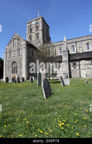 Die romanische Pfarrkirche Kirche von St Mary de Haura, Shoreham-by-Sea, Sussex Stockfoto