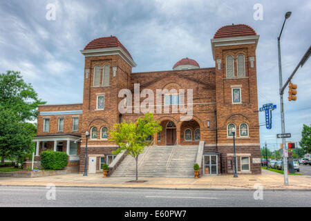 Die 16th Street Baptist Church war der Ort von den rassistisch motivierten Anschlägen im Jahr 1963 in Birmingham, Alabama. Stockfoto
