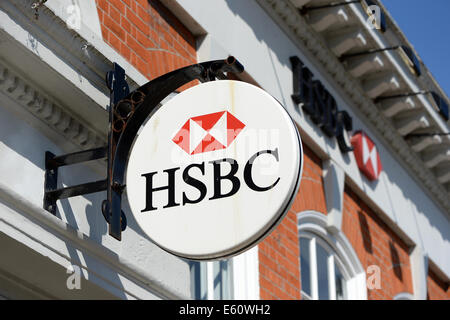 HSBC Bank Zeichen, uk Stockfoto