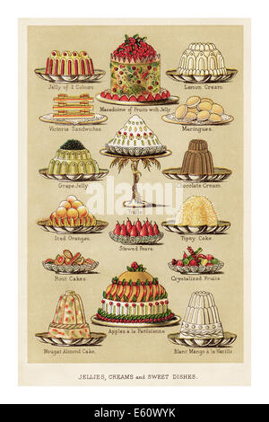 MRS BEETONS ABBILDUNG: Lithographie Seite Farbe von Mrs Beetons Kochbuch, die Vielzahl von Weihnachtsfeier Englisch viktorianischen Puddings Stockfoto