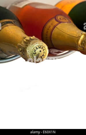 Champagner Flaschen Wein Kühlaggregat Schaltschrank mit caption white space Stockfoto